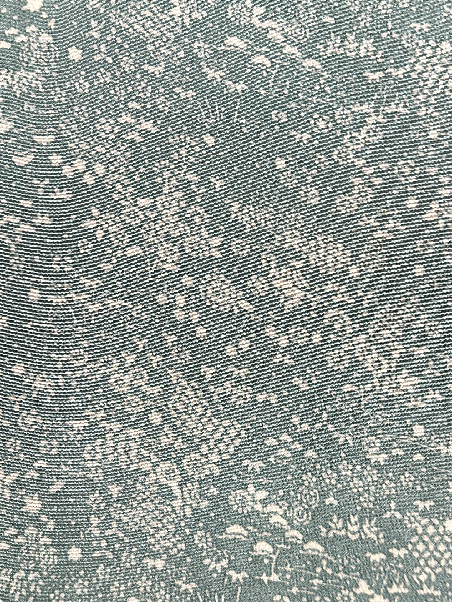 Vintage Japanese Silk Kimono Scattered White Botanical Chirashi Celadon Showa