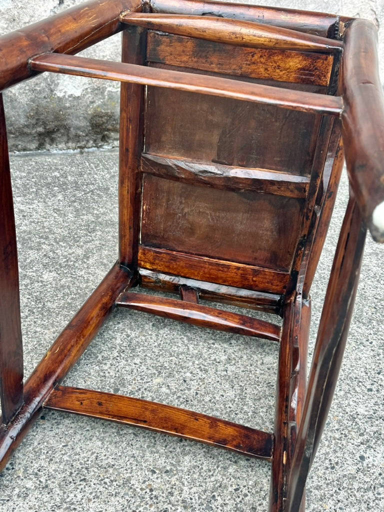 Antique Chinese Elm Yoke Back Official's Hat Chair Guanmaoyi Late Qing Dynasty 38"H LS#139