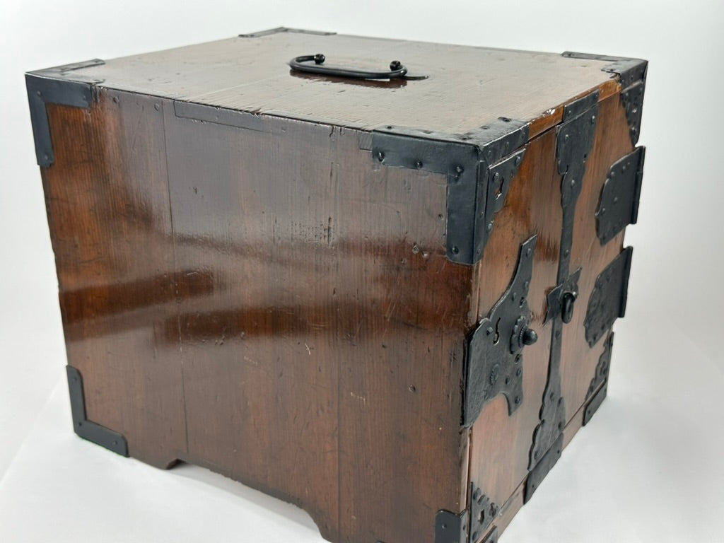 Antique Japanese Funadansu Ship Chest Sugi Iron Hardware Edo Period Custom Stand c1840 21"H