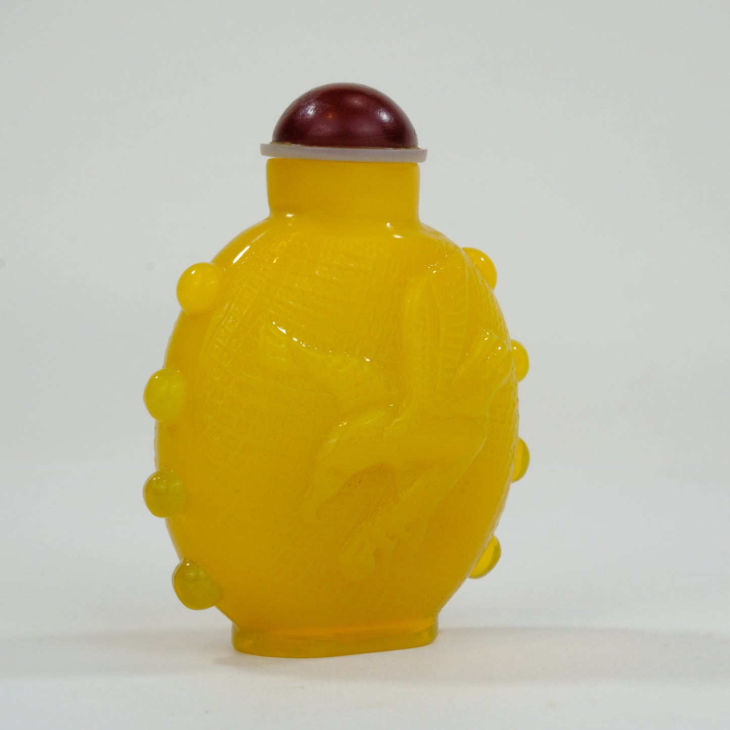 Vintage Chinese Yellow Glass Snuff Bottle 3"