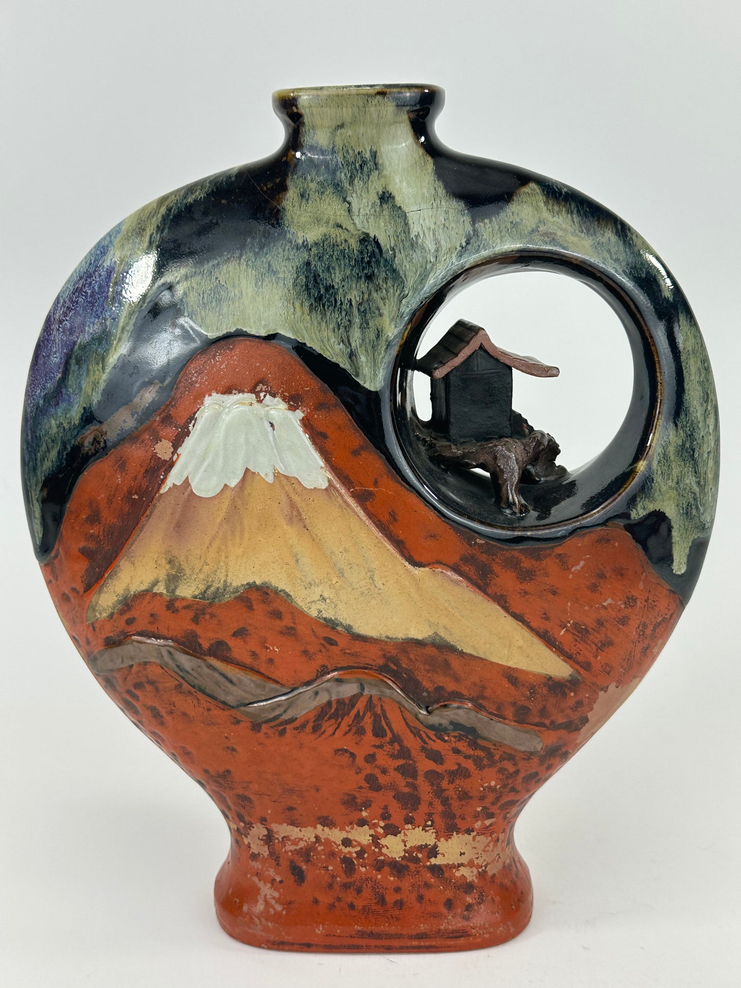 Japanese Meiji Era Sumida Gawa Ceramic Vase/Vessel Inoue Ryosai (c.1900) LS#076