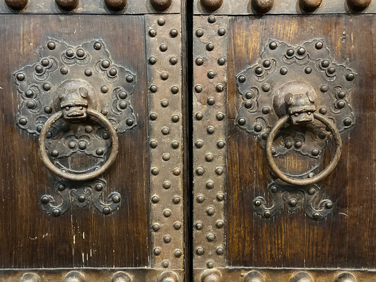 Antique Chinese Qing Dynasty 19th Pair of Wood Doors