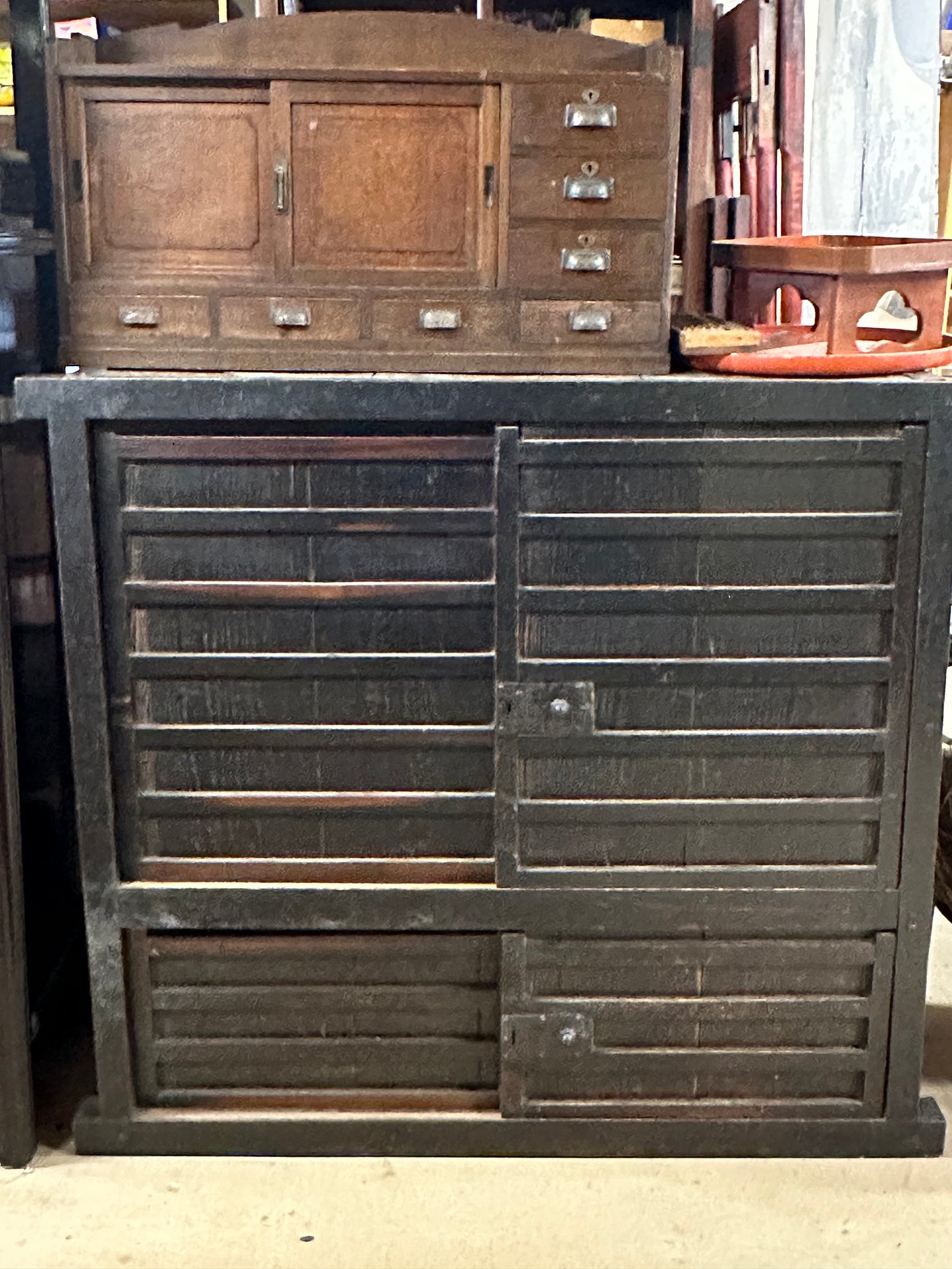 Antique Japanese Mid Edo Era c1700's Tansu Chest Sugi 54"W