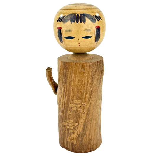 Vintage Japanese Kokeshi Wooden Doll Signed by Maker 7"