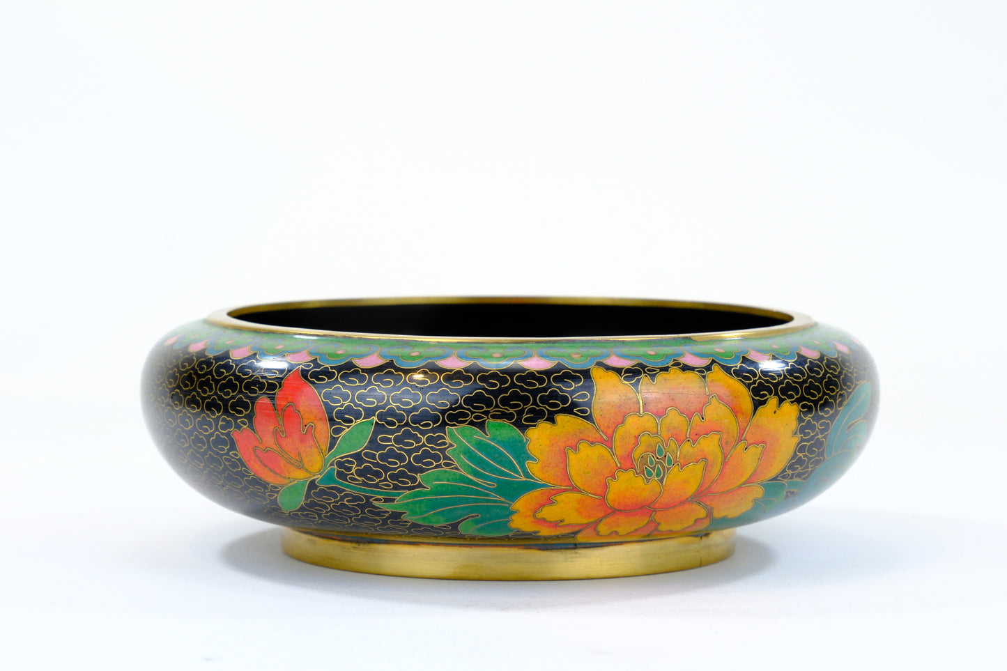 Antique Japanese Meiji Period Cloisonné Bowl with Floral Decoration