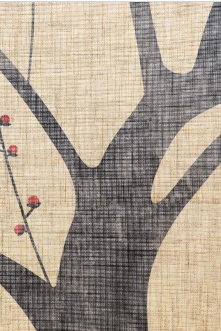 New Japanese Noren Curtain Red Plum Flowing Water Slub 150cm Made in Japan