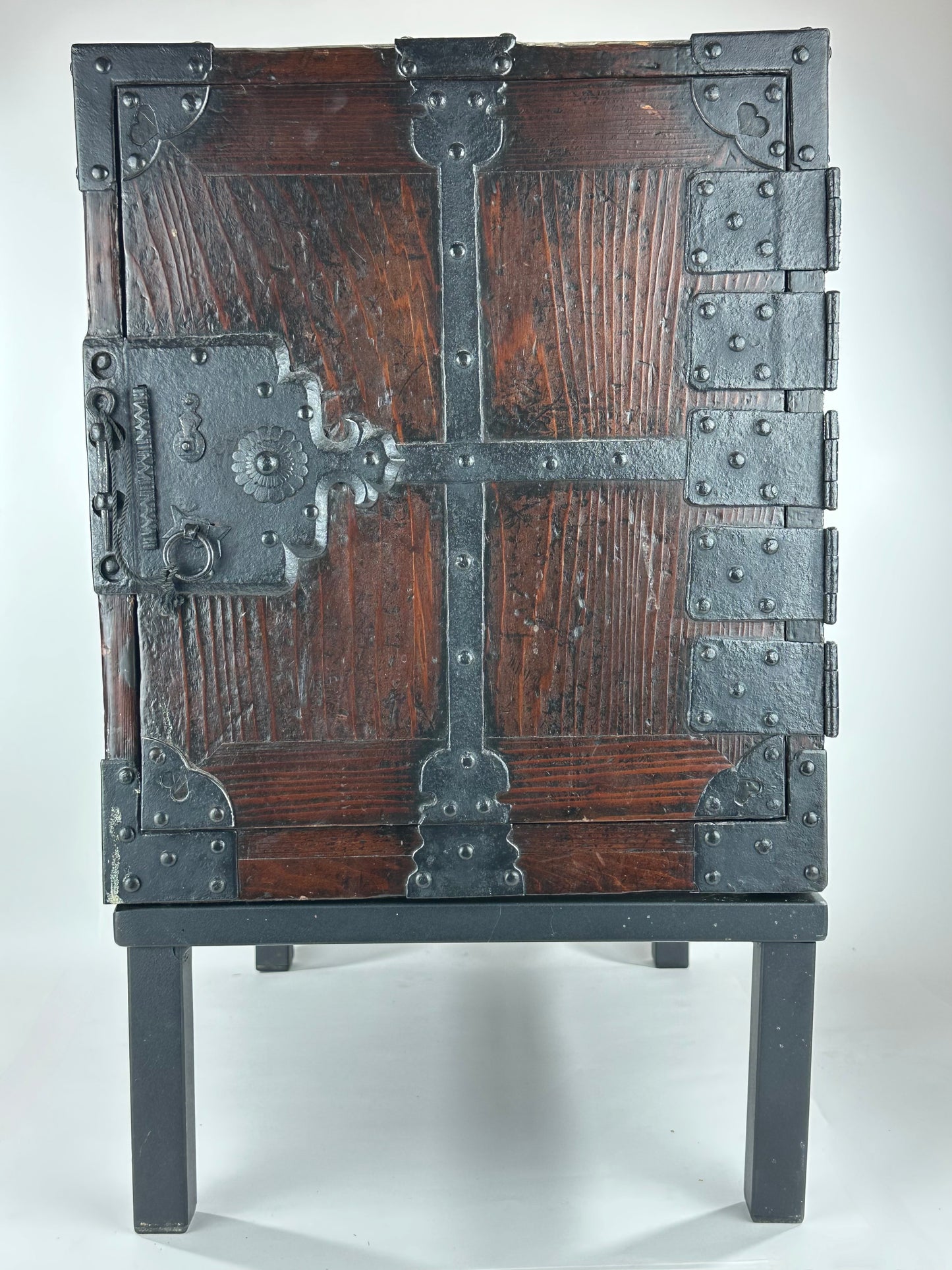 ntique Japanese Funadansu Ship Chest Sugi Kiri Iron Hardware Edo Period Custom Stand c1840's