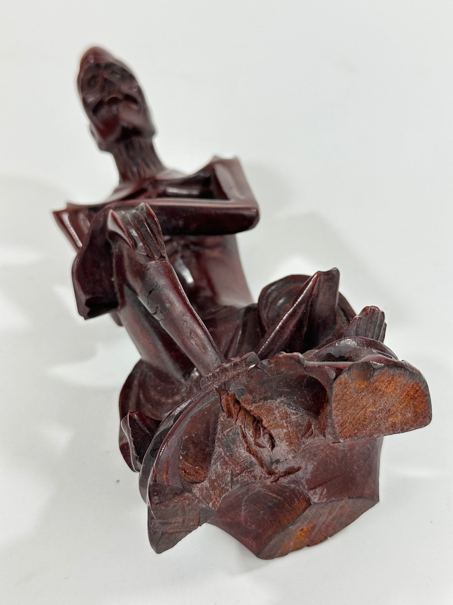 Vintage Chinese Hand-Carved Hardwood Figurine Sculpture Folk Figure 5"H