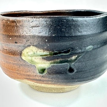 Japanese Mino Ware Chawan Matcha Tea Bowl Iron Brown Black Ash Green Drip Glaze NEW 5"