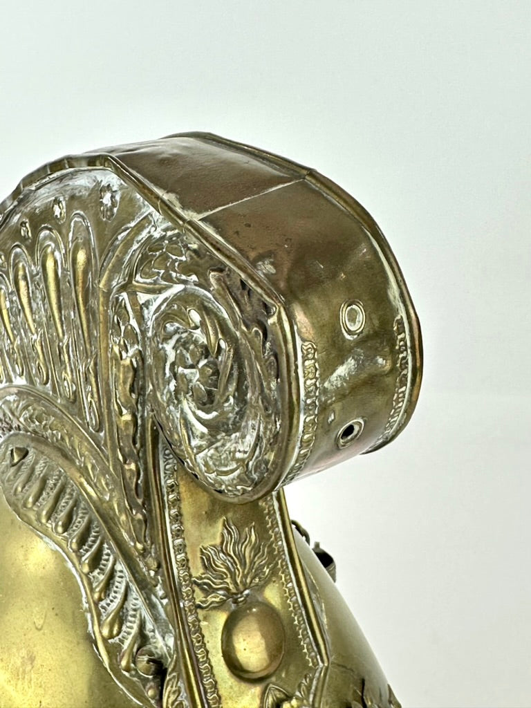 Antique French Sapeurs Pompiers Brass Fire Helmet Casque Pompier 19thC 12"H LS#099