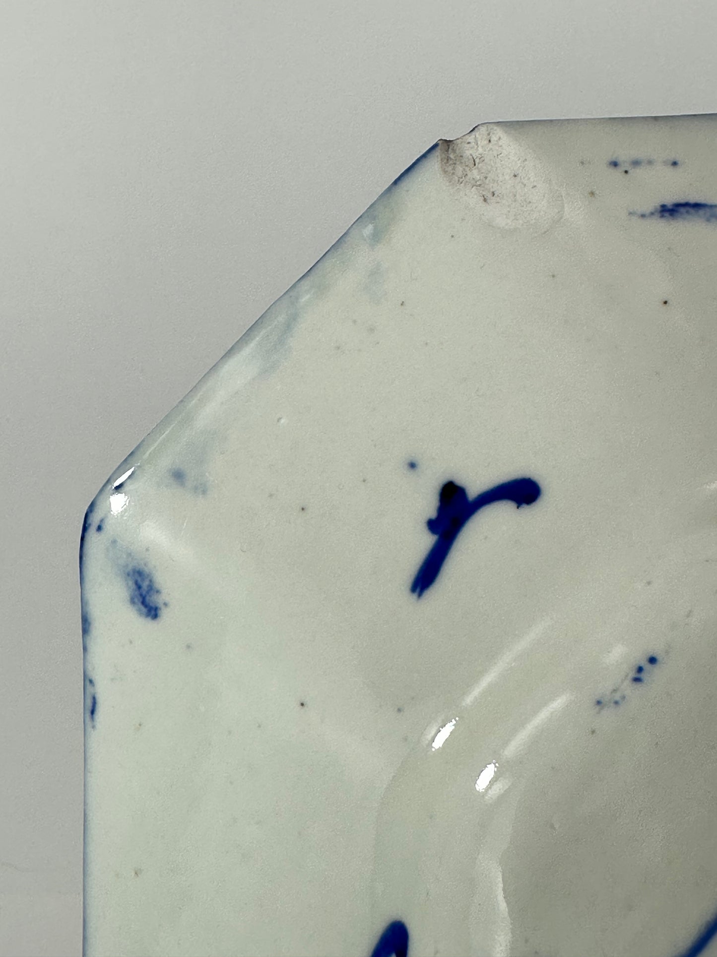 Antique Japanese 19th Century Imari Octagonal Blue & White Landscape Plate 12.5"W