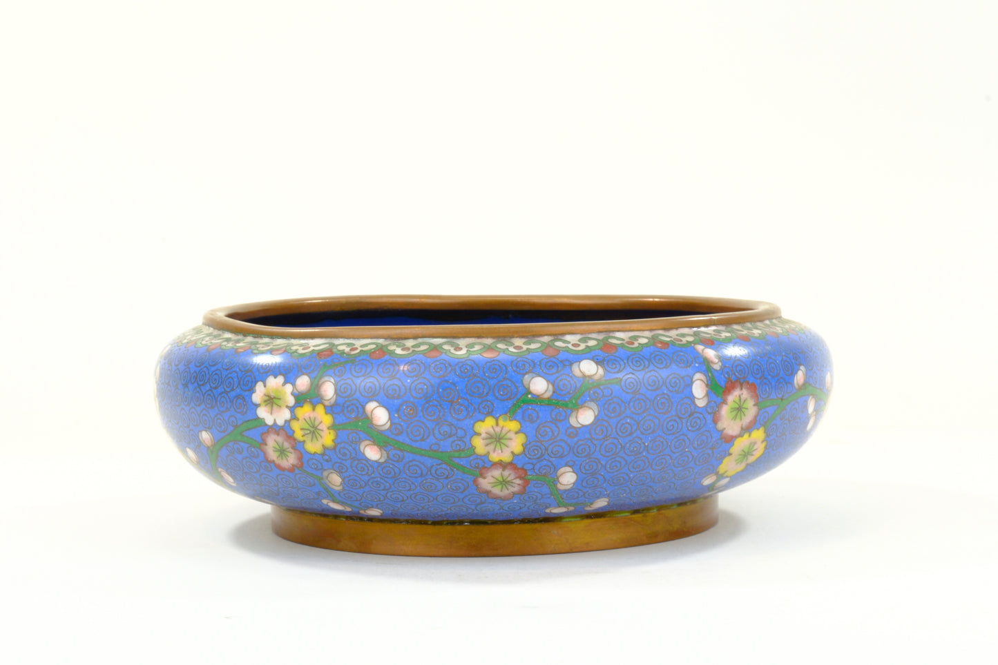 Antique Japanese Cloisonné Brush Pot with Floral Panels Meiji Period