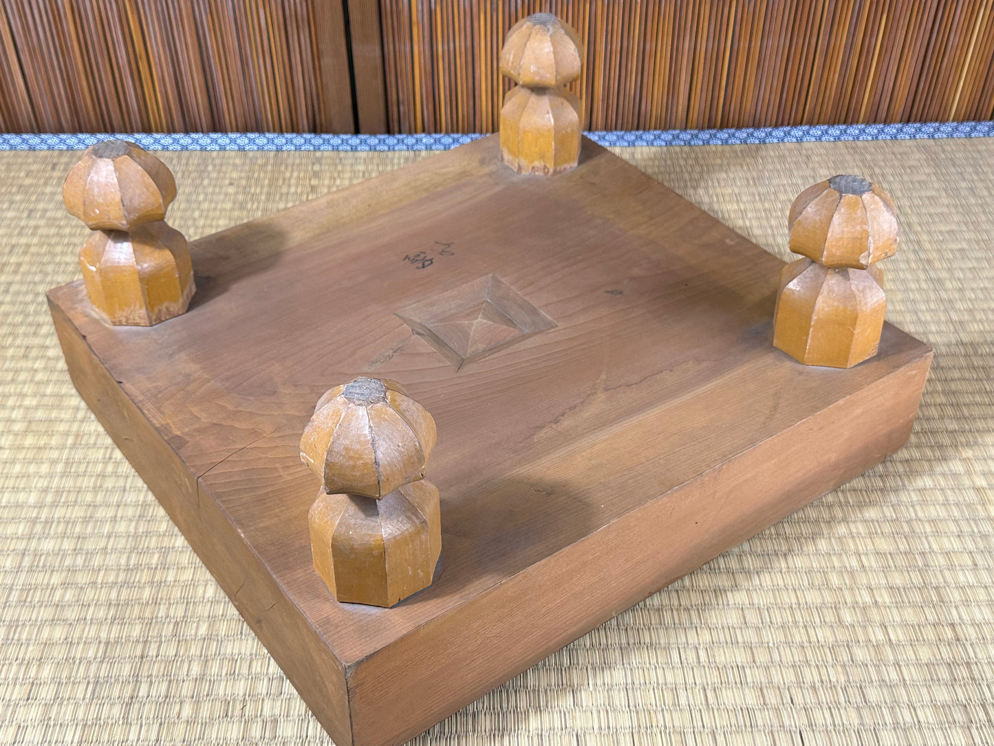 Vintage Japanese Goban 3.5" (9cm) Thick Go Game Board Floor Board H8?