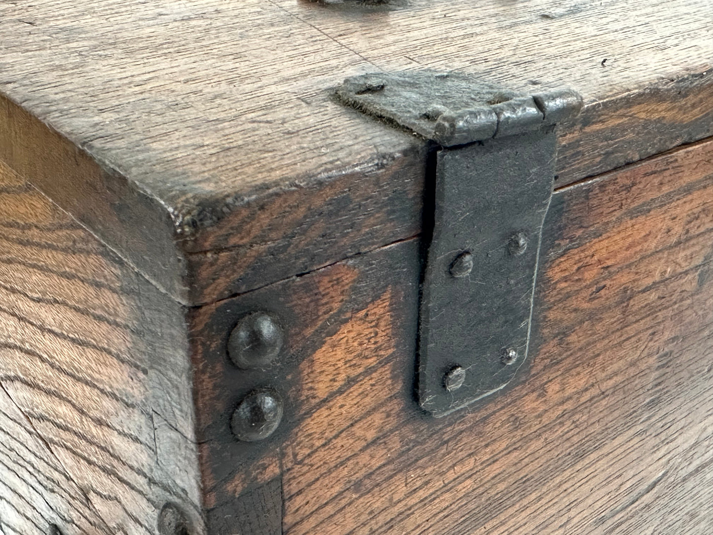 Antique Japanese Meiji Era (1868-1912) Suzuribako Calligraphy Tansu Keyaki Wood 9”
