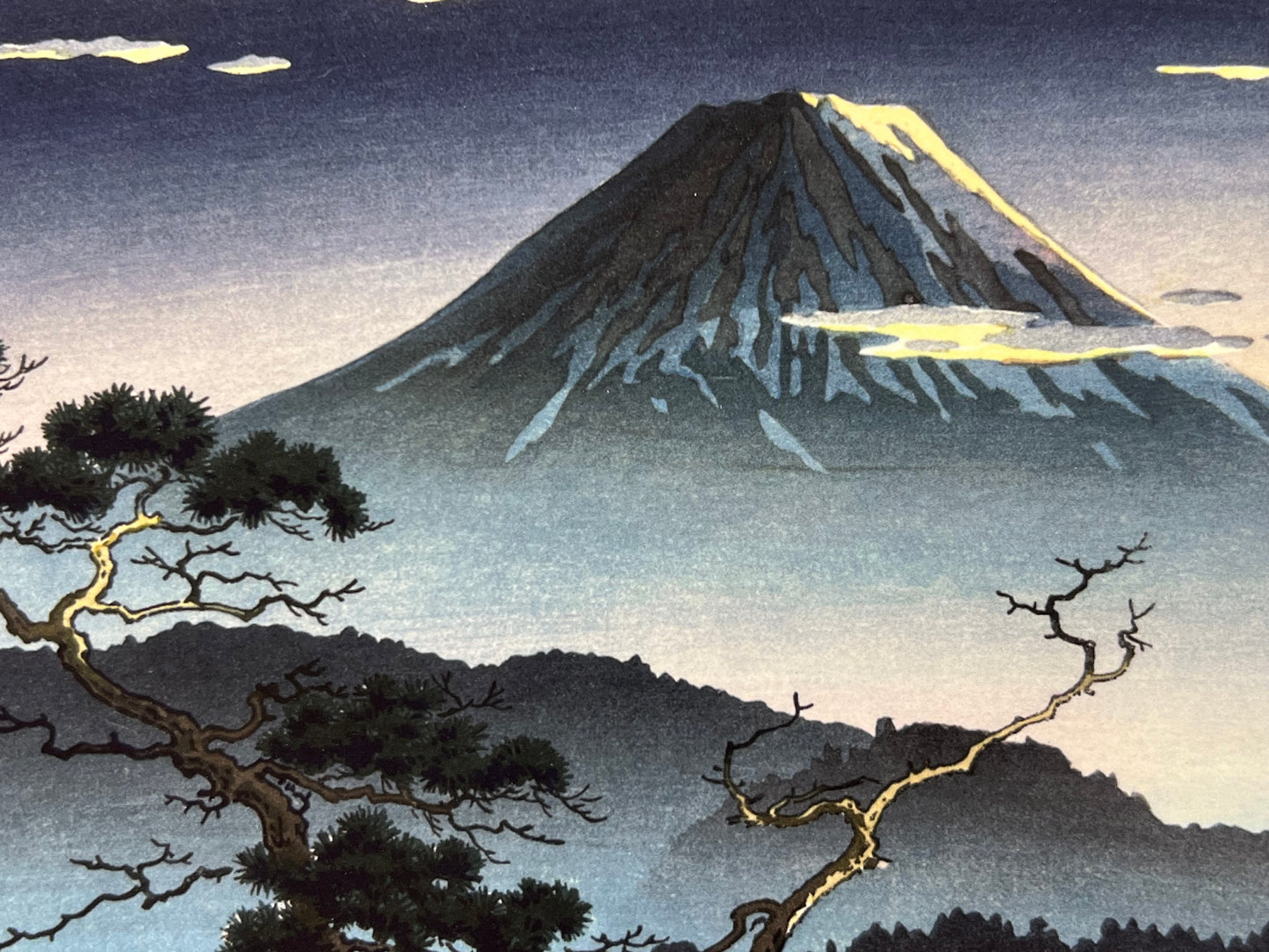 Koitsu Giclee Woodblock Print Mt Fuji Over Nishi Lake 6.75"x10"