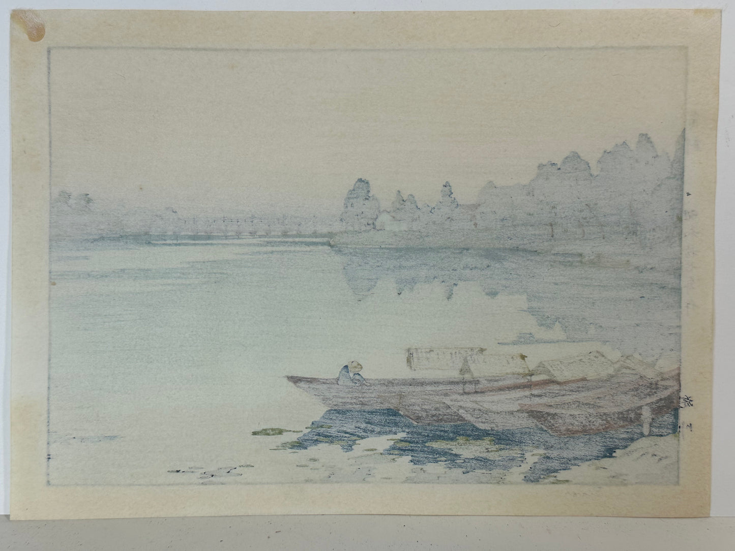 "Yodo River" Toshi Yoshida Woodblock Print Signed Original 1942 吉田 遠志