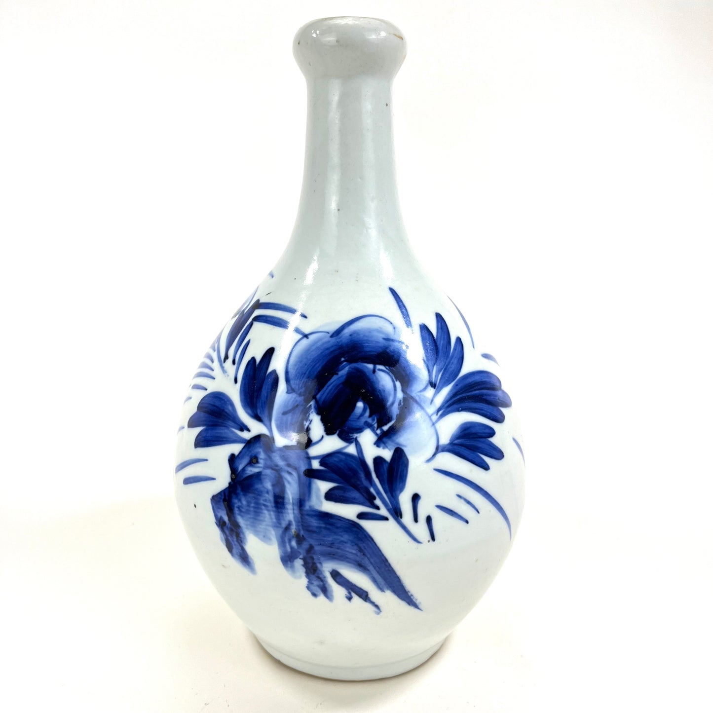 Antique Japanese c1890 Tokkuri Sake Bottle Vase Blue & White 10.5