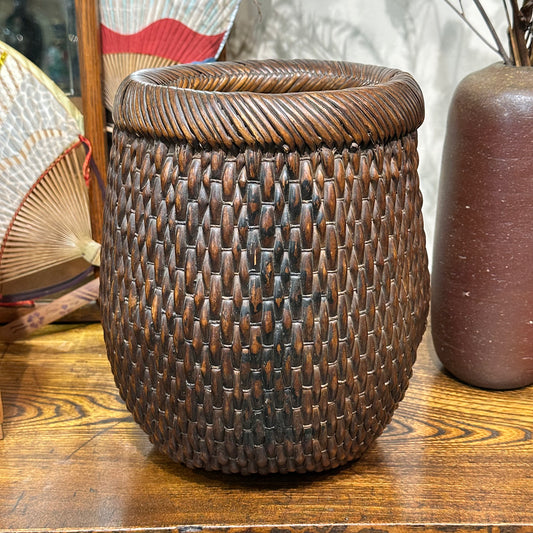Antique Japanese Woven Kago Ikebana Basket 10"H