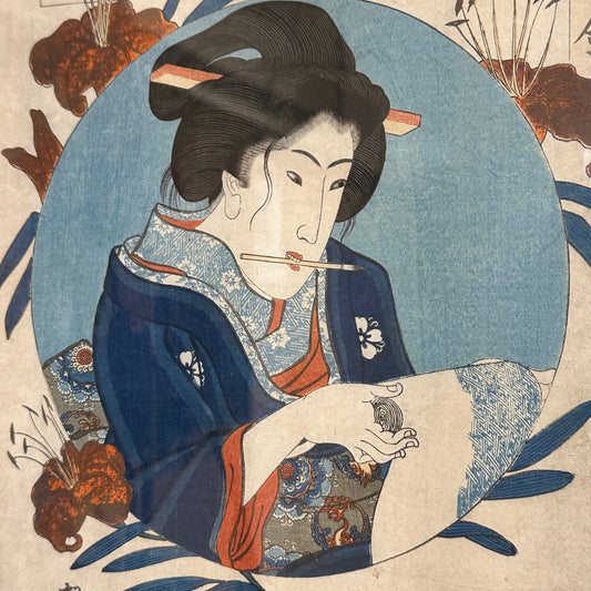 Original Utagawa Kuniyoshi Ukiyo-e Woodblock Print "Lady Matsushima" c1844