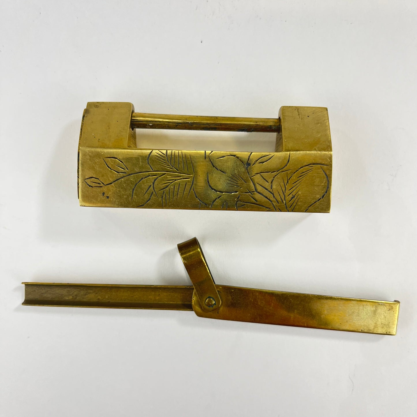 Vintage Chinese Cabinet or Chest Lock & Key Brass 1.5"