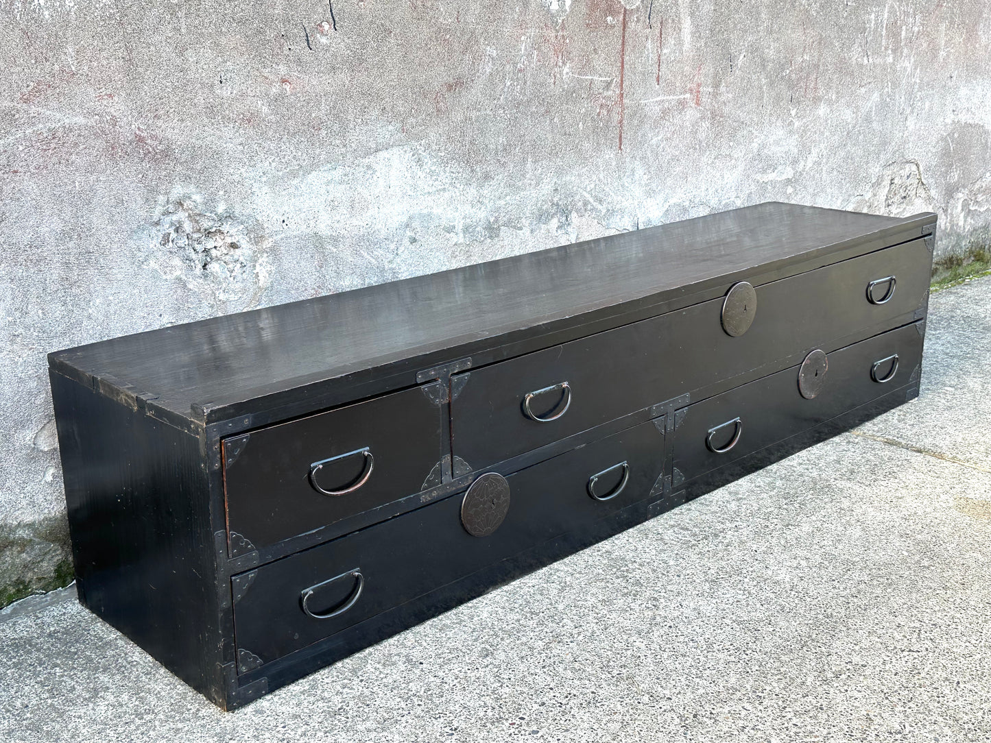 Antique Japanese Edo Era “Katanadansu” Black Lacquer Sword Chest 67"