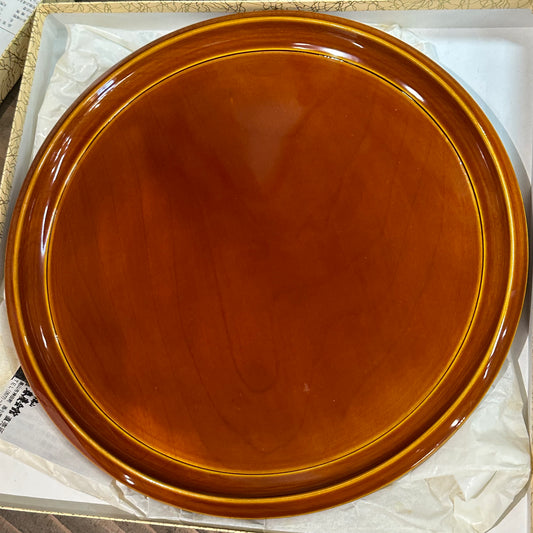 Vintage Japanese Hand Crafted Wood Hida Shunkei Lacquer Tray Obon Ozen 11"