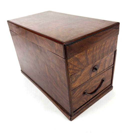 Japanese Suzuribako 2 Drawer Lacquered Box w/ Ink-stones, Brush & Ink Stick Set