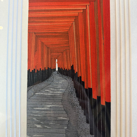 Original Woodblock Print Teruhide Kato (1936–2015) Torii Gates at Inari Shrine LS#226