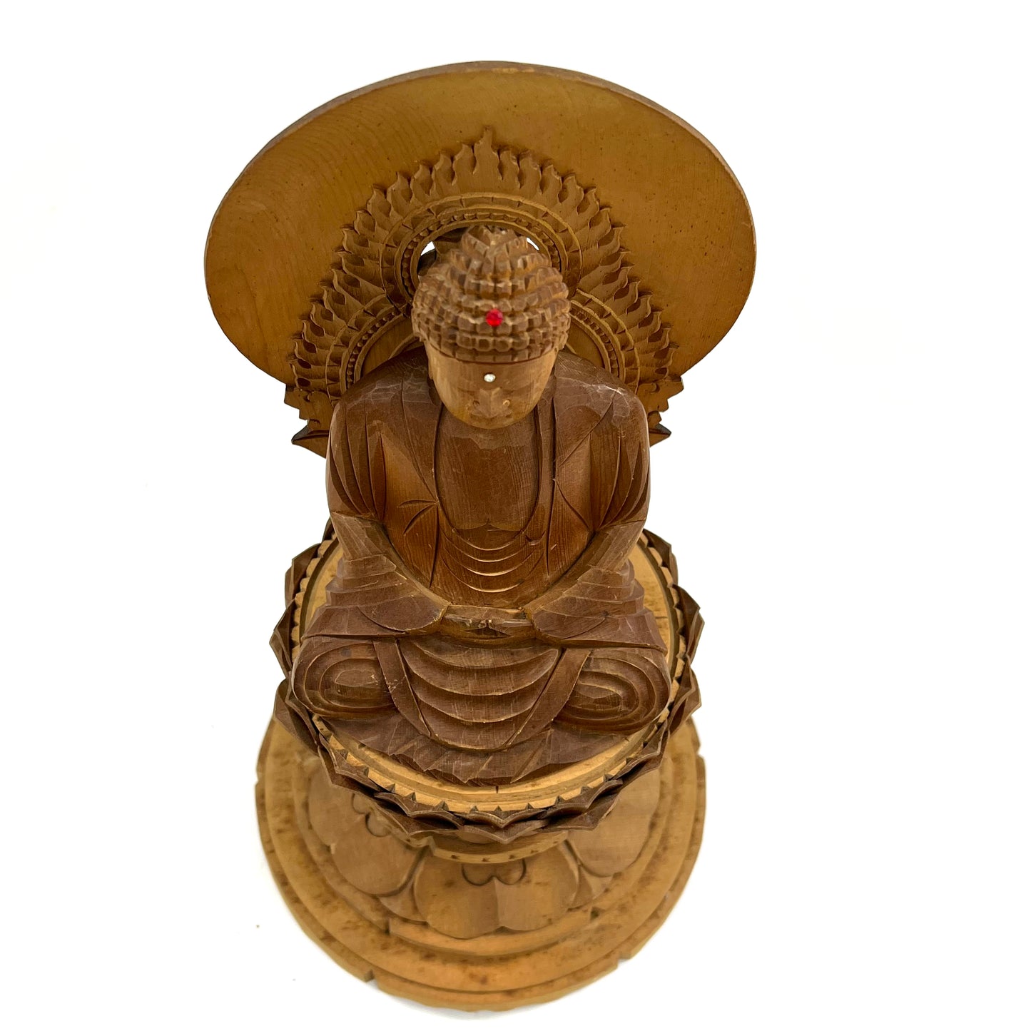 Statue of The Buddha in Seated Meditation Carved Wooden Japanese