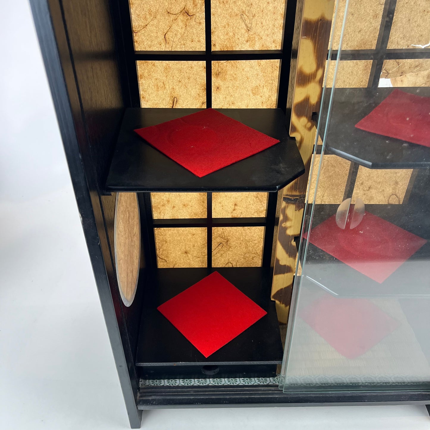 Vintage Japanese Lacquered Tea Display Box w/ Glass Front