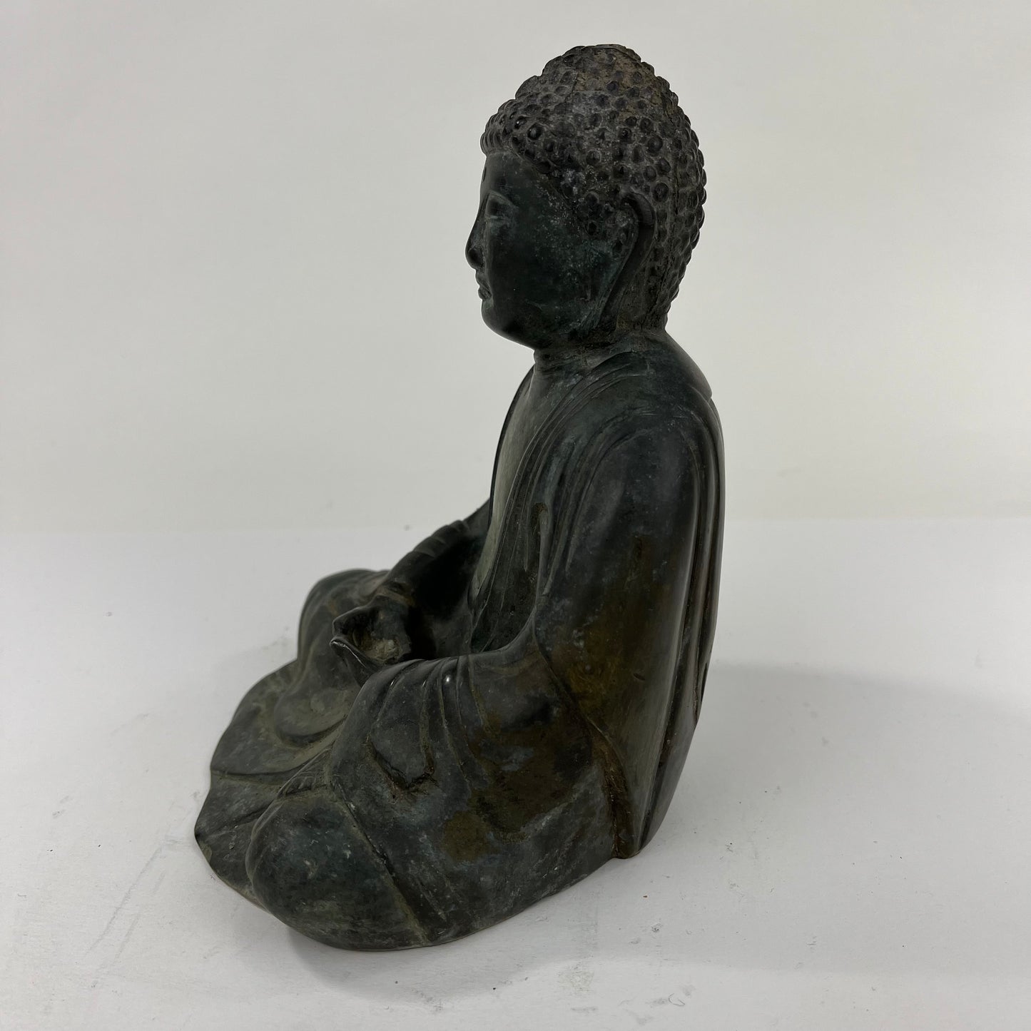 Vintage Japanese Bronze Statue of Buddha in Seated Meditation 6.5"H