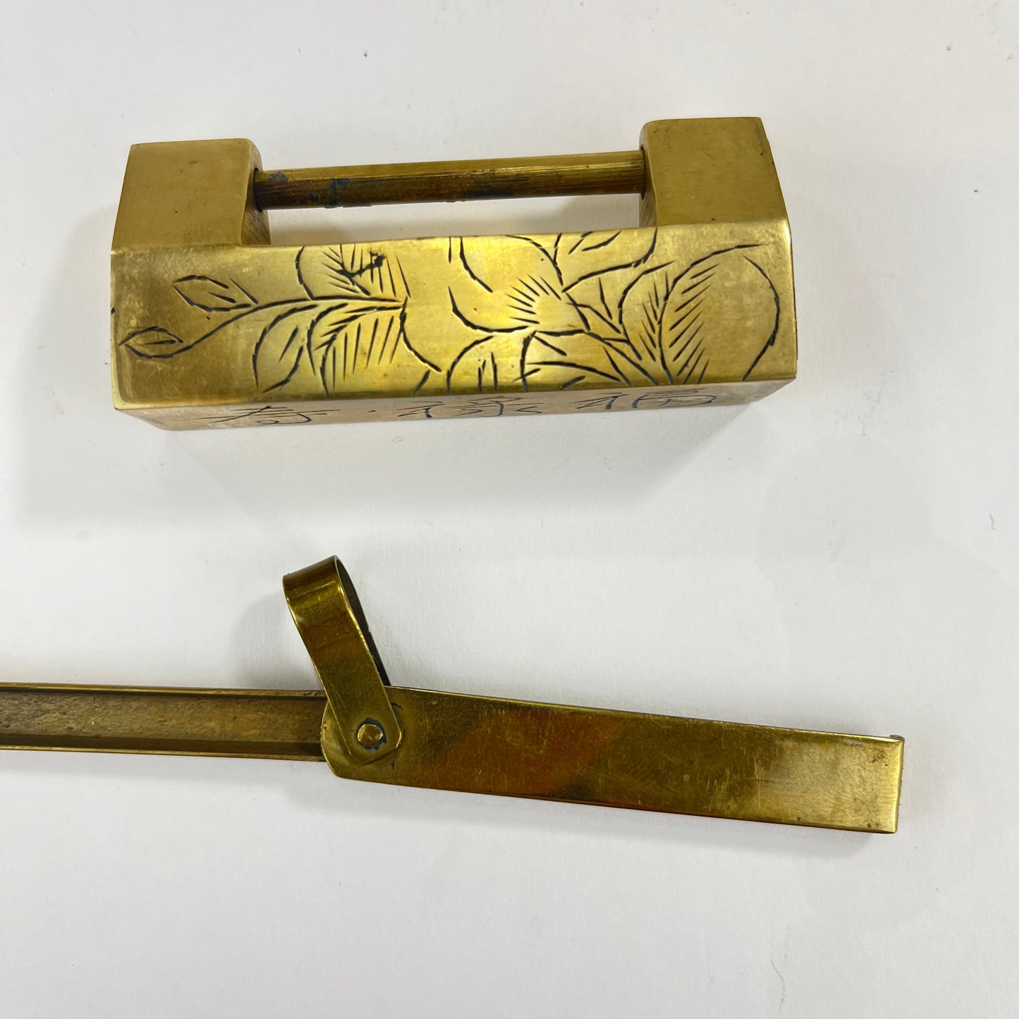 Vintage Chinese Cabinet or Chest Lock & Key Brass 1.5"