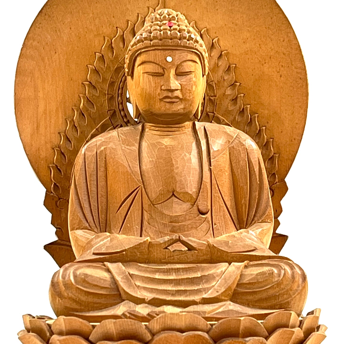 Statue of The Buddha in Seated Meditation Carved Wooden Japanese