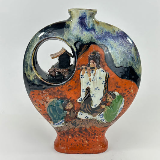 Japanese Meiji Era Sumida Gawa Ceramic Vase/Vessel Inoue Ryosai (c.1900) LS#076