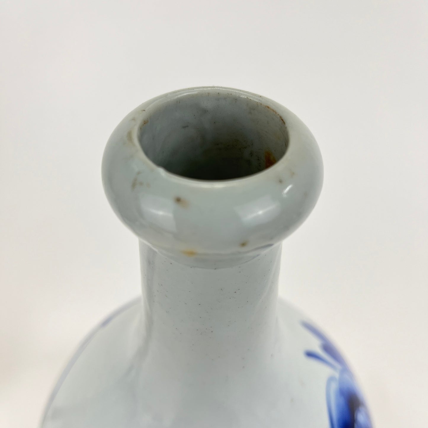 Antique Japanese c1890 Tokkuri Sake Bottle Vase Blue & White 10.5