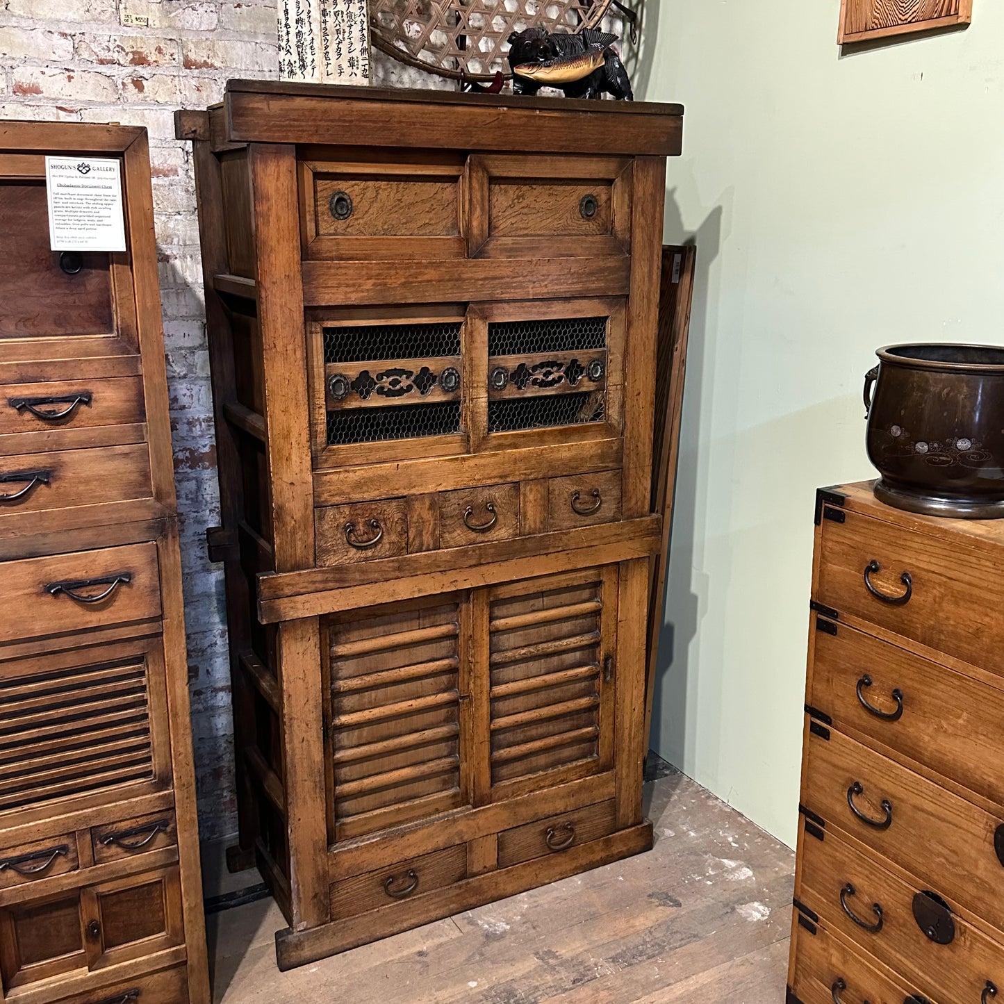 Antique Japanese Meiji Era Mizuya Kitchen Tansu 3ft