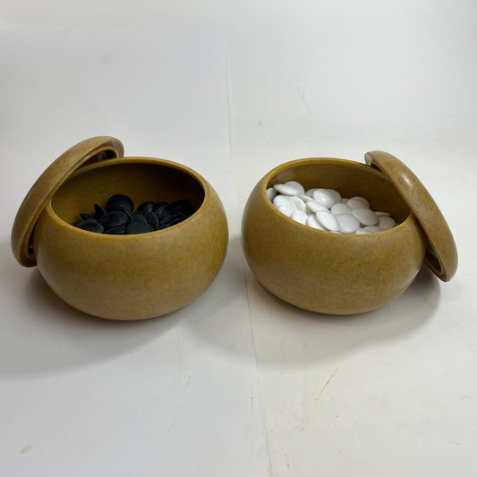 Vintage Japanese Go Stones Glass & Slate w/ Bowls