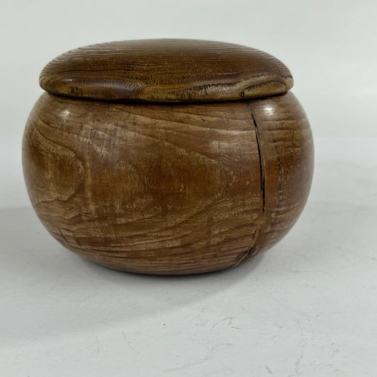 Vintage Round Wooden Lidded Box Bowls 5”