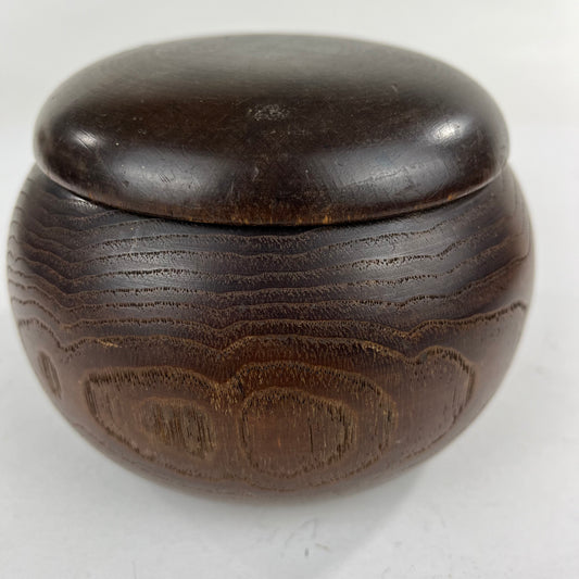 Vintage Round Keyaki Wood Lidded Box Bowl 5”