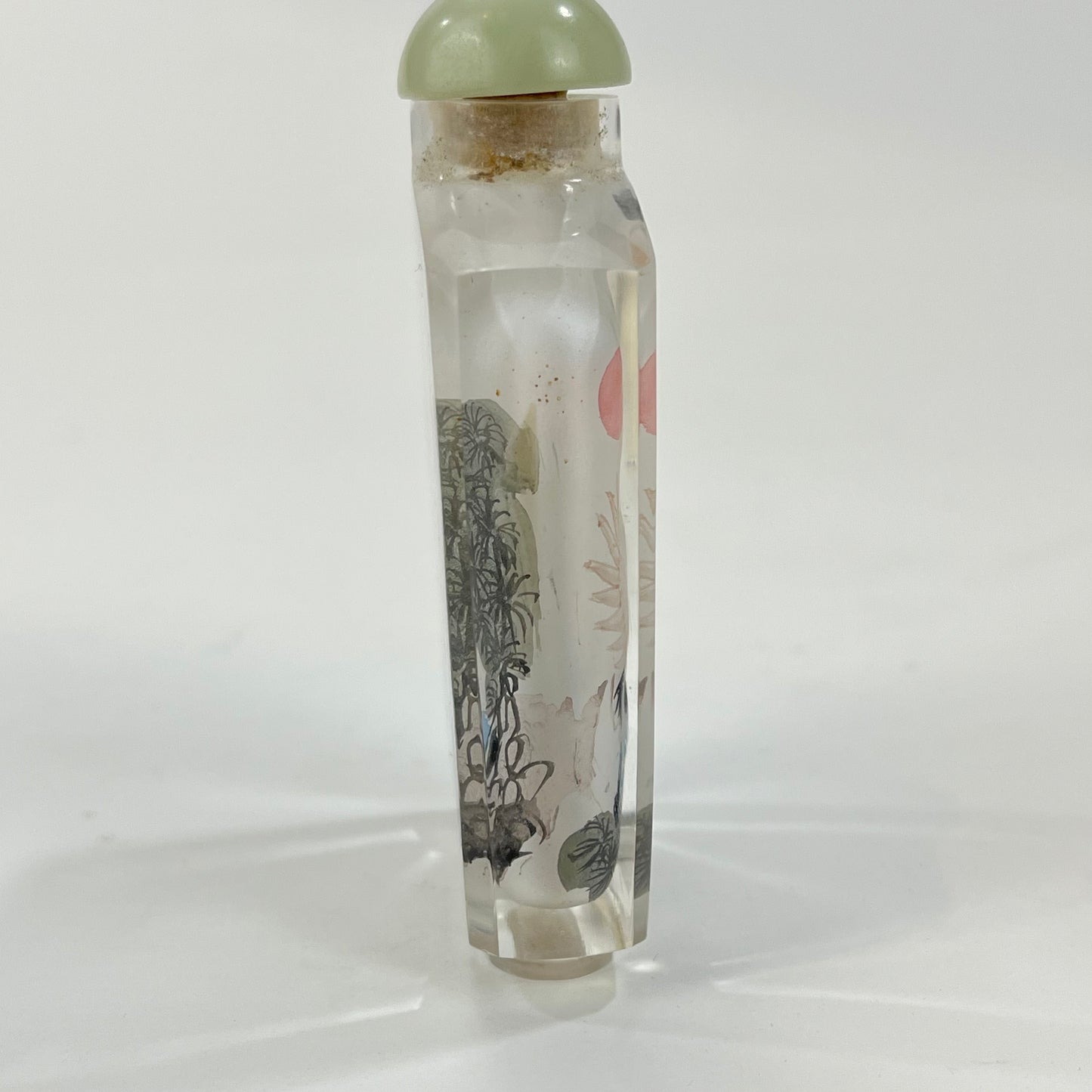 Vintage Chinese Snuff Bottle Reverse-Painted Crane Motif 3"