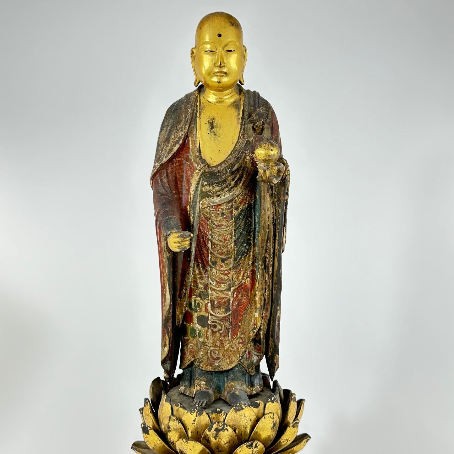 Antique Japanese 18th/19th Century Bodhisattva Buddhist Gilded Sculpture Standing LS#058