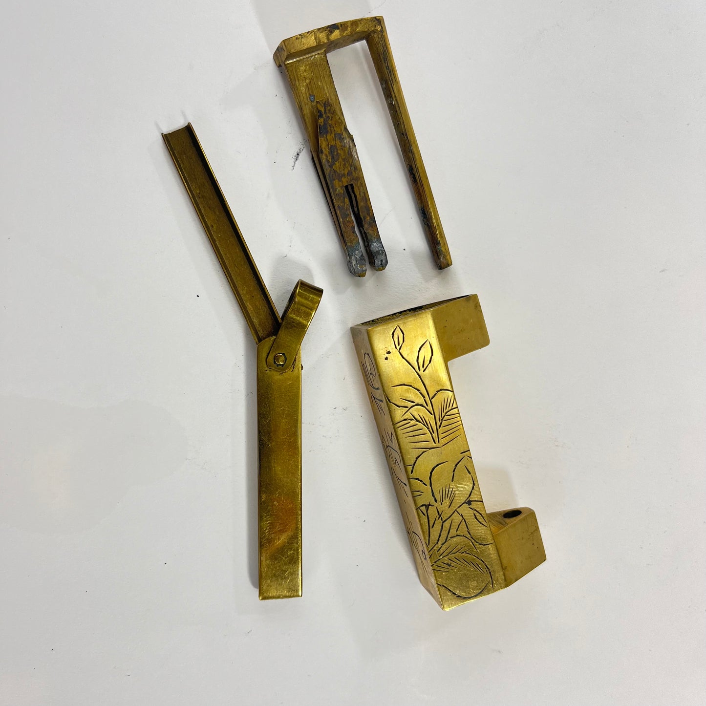 Vintage Chinese Cabinet or Chest Lock & Key Brass 1.5"