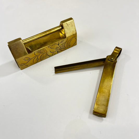Vintage Chinese Cabinet or Chest Lock & Key Brass 1.5"