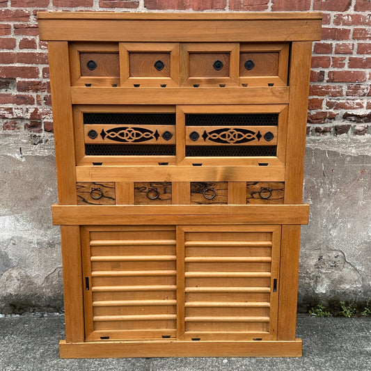 Antique Japanese Meiji Era c1890's Hinoki Mizuya Tansu Kitchen Cabinet 46"W