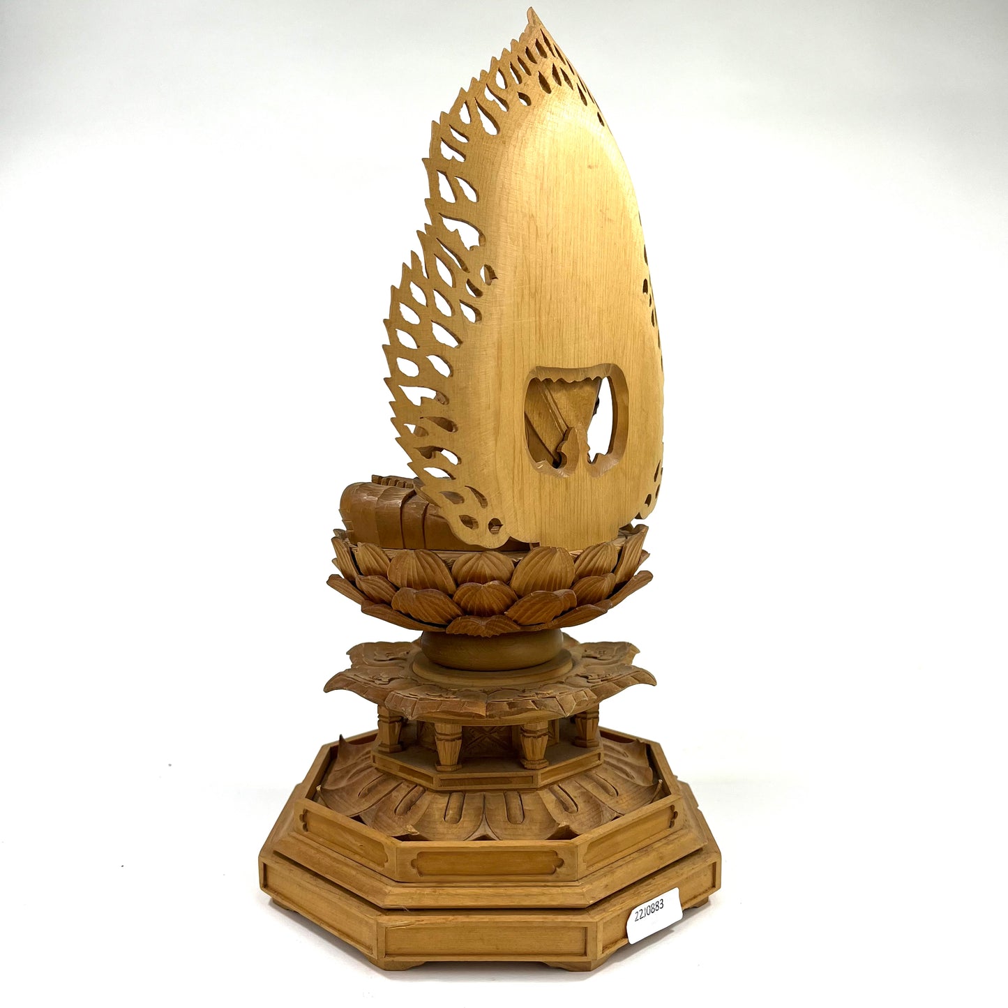 Statue of Maitreya Bodhisattva in Seated Meditation Carved Wooden Japanese