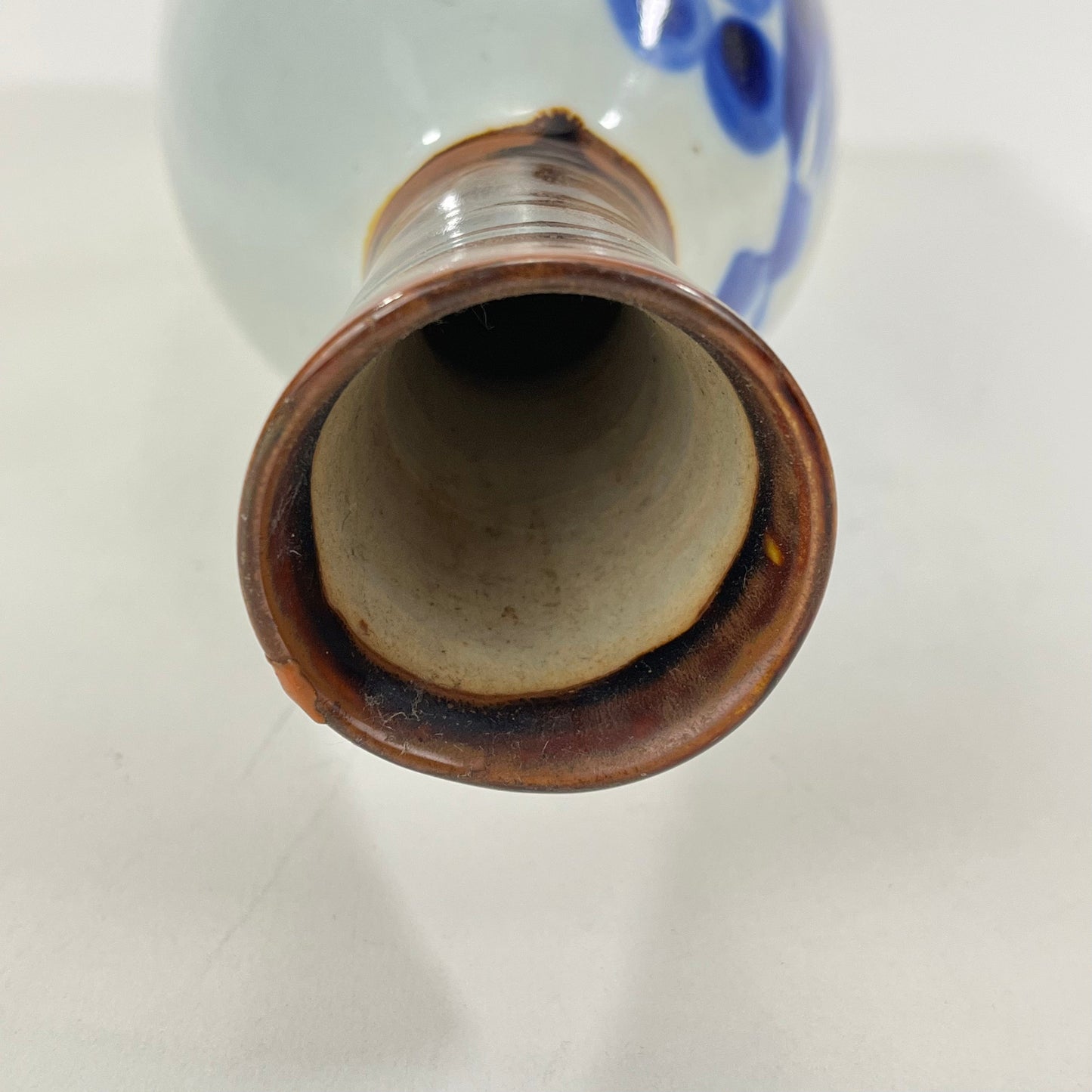 Vintage Japanese Late Showa Era Ceramic Tokkuri Sake Bottle Vase w/ Grapes 10”