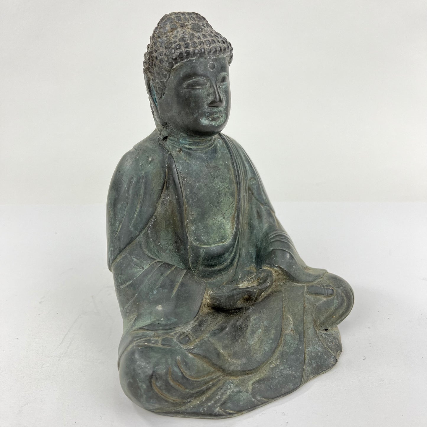 Vintage Japanese Bronze Statue of Buddha in Seated Meditation 6.5"H