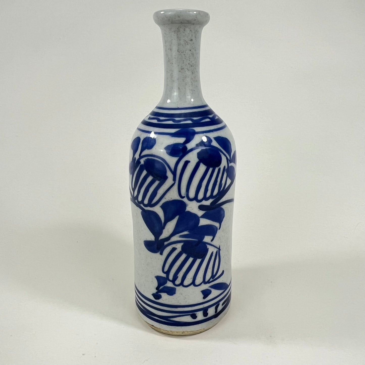 Antique Japanese Late Edo Era Ceramic Tokkuri Sake Bottle 9” (damaged)