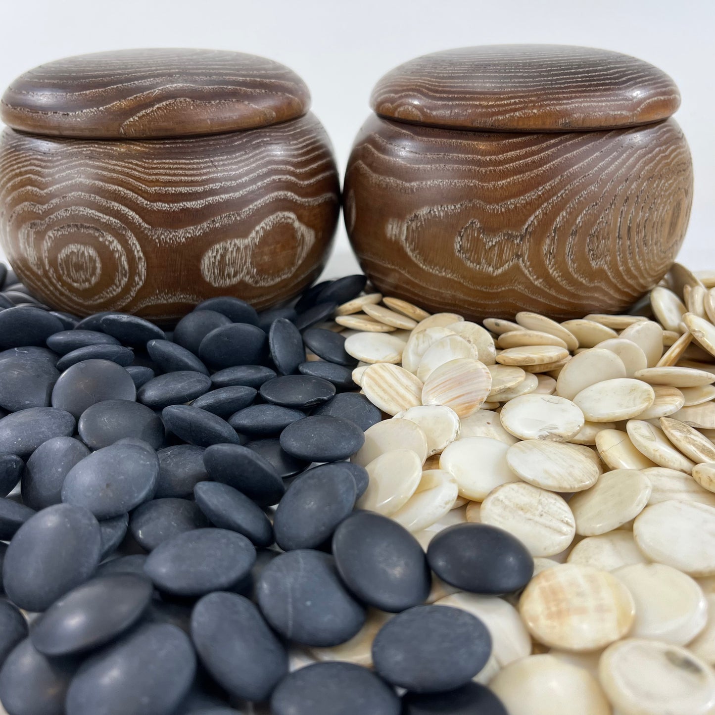 Vintage Go Stones Natural Shell & Slate w/ Keyaki Bowls