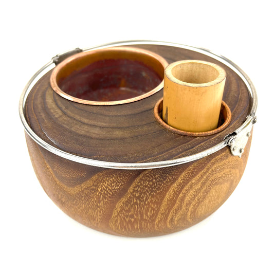Antique Japanese Tobakobon Round w/ compartments & handles